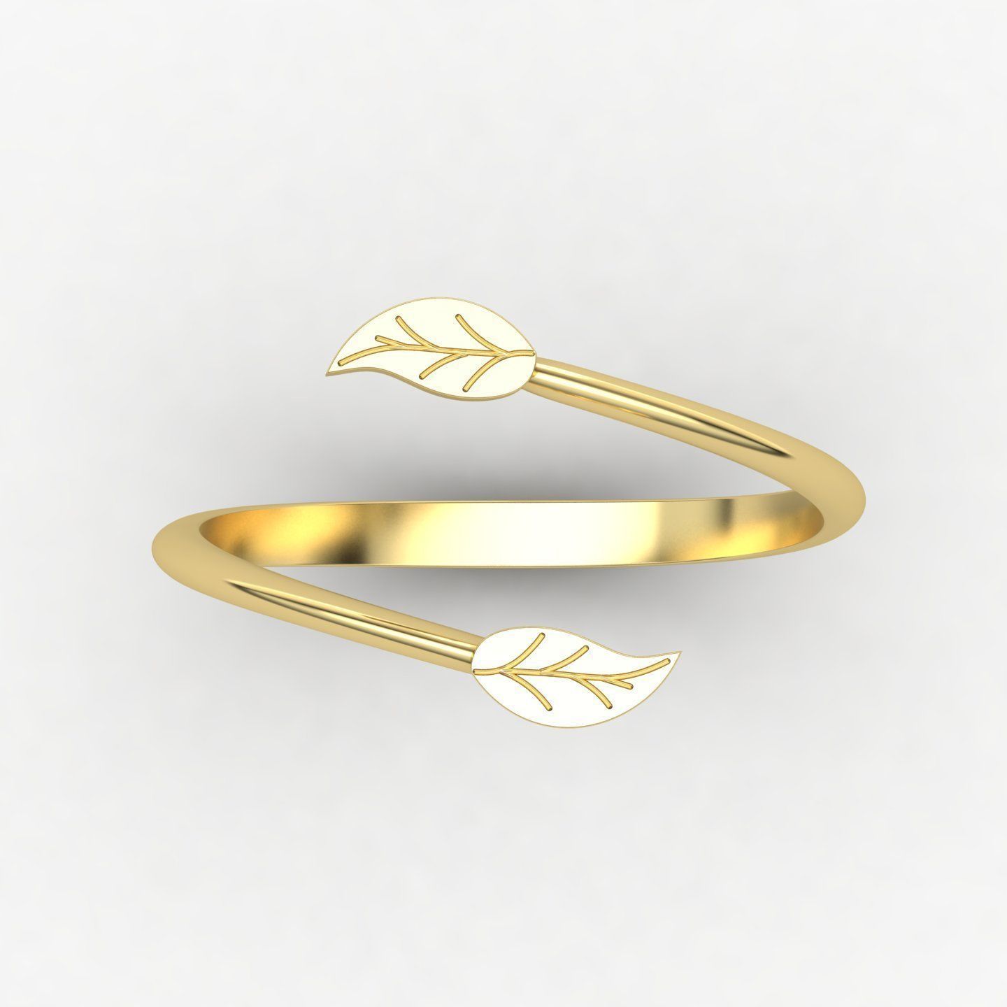leaf rings 3D print model_12