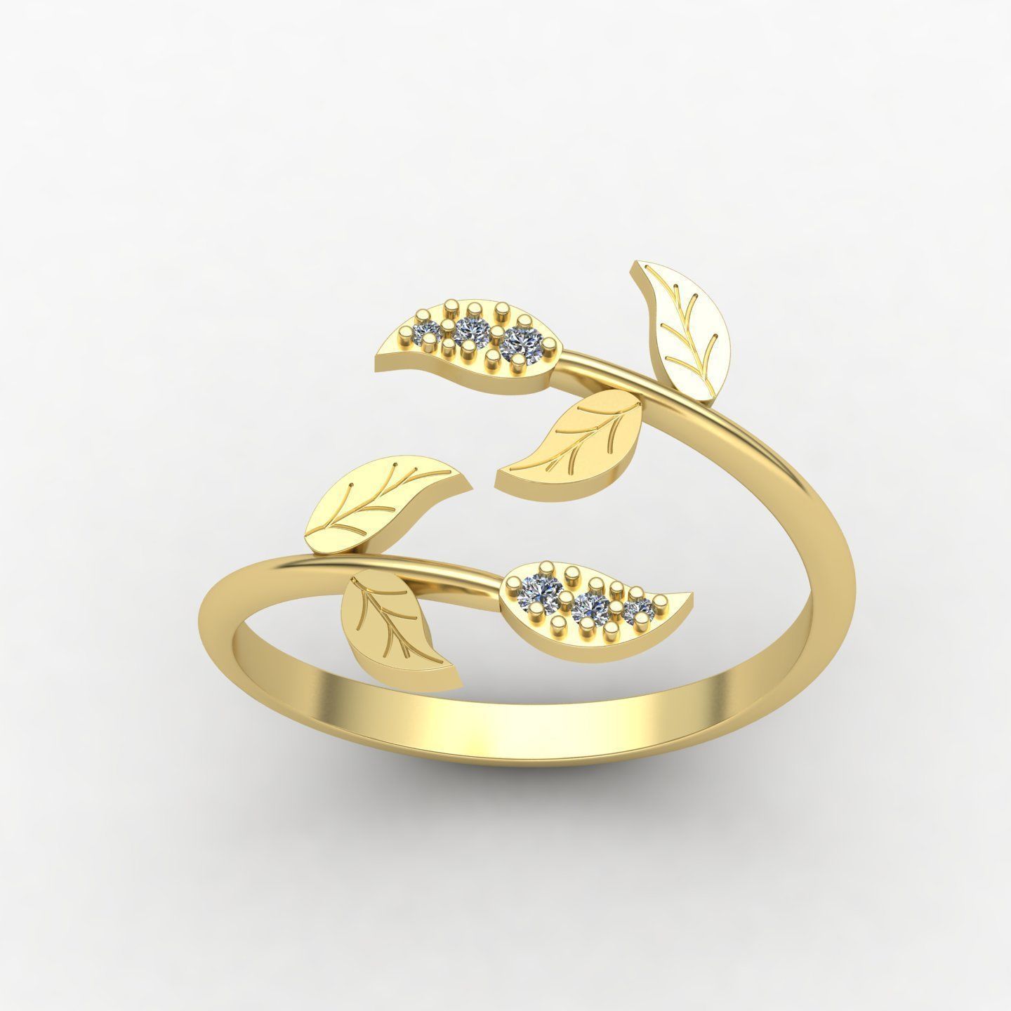 leaf rings 3D print model_2