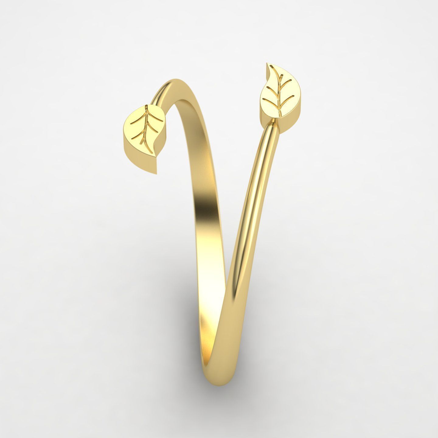 leaf rings 3D print model_1