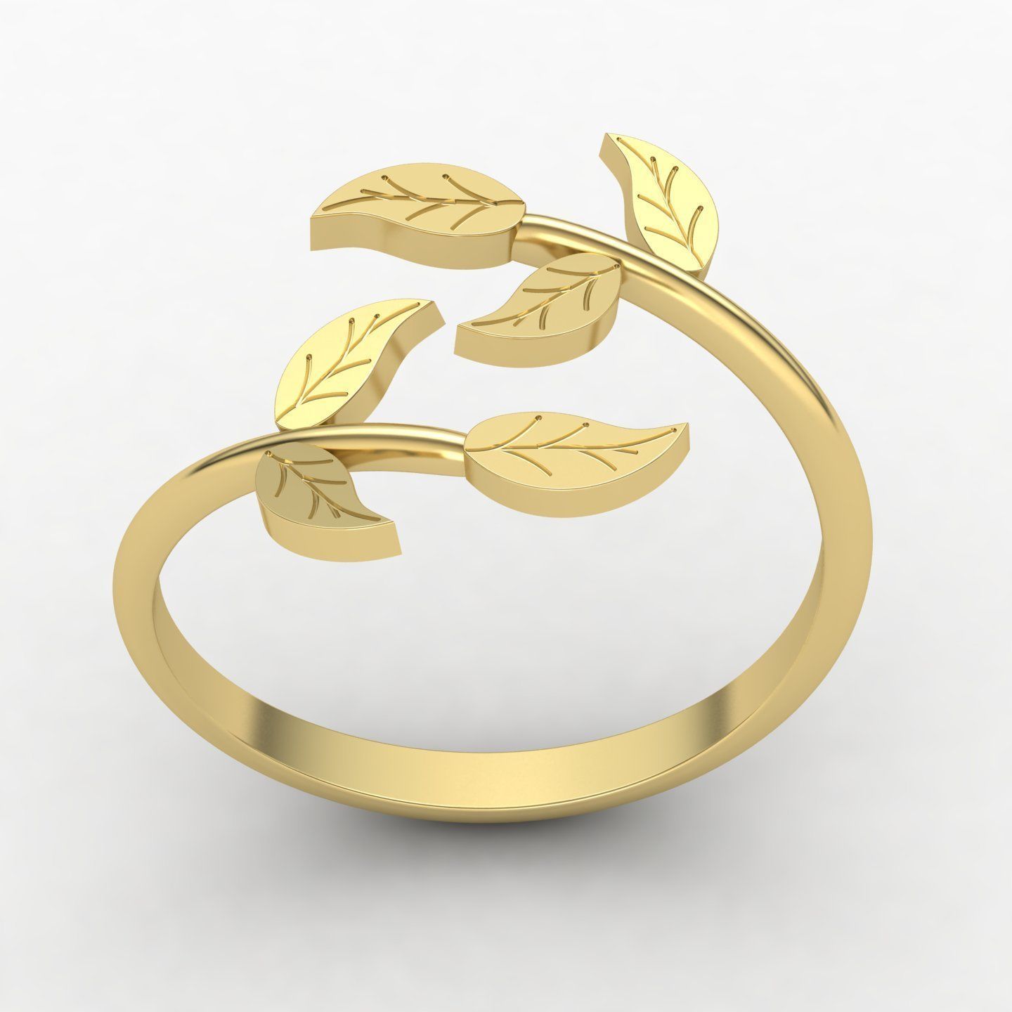 leaf rings 3D print model_6