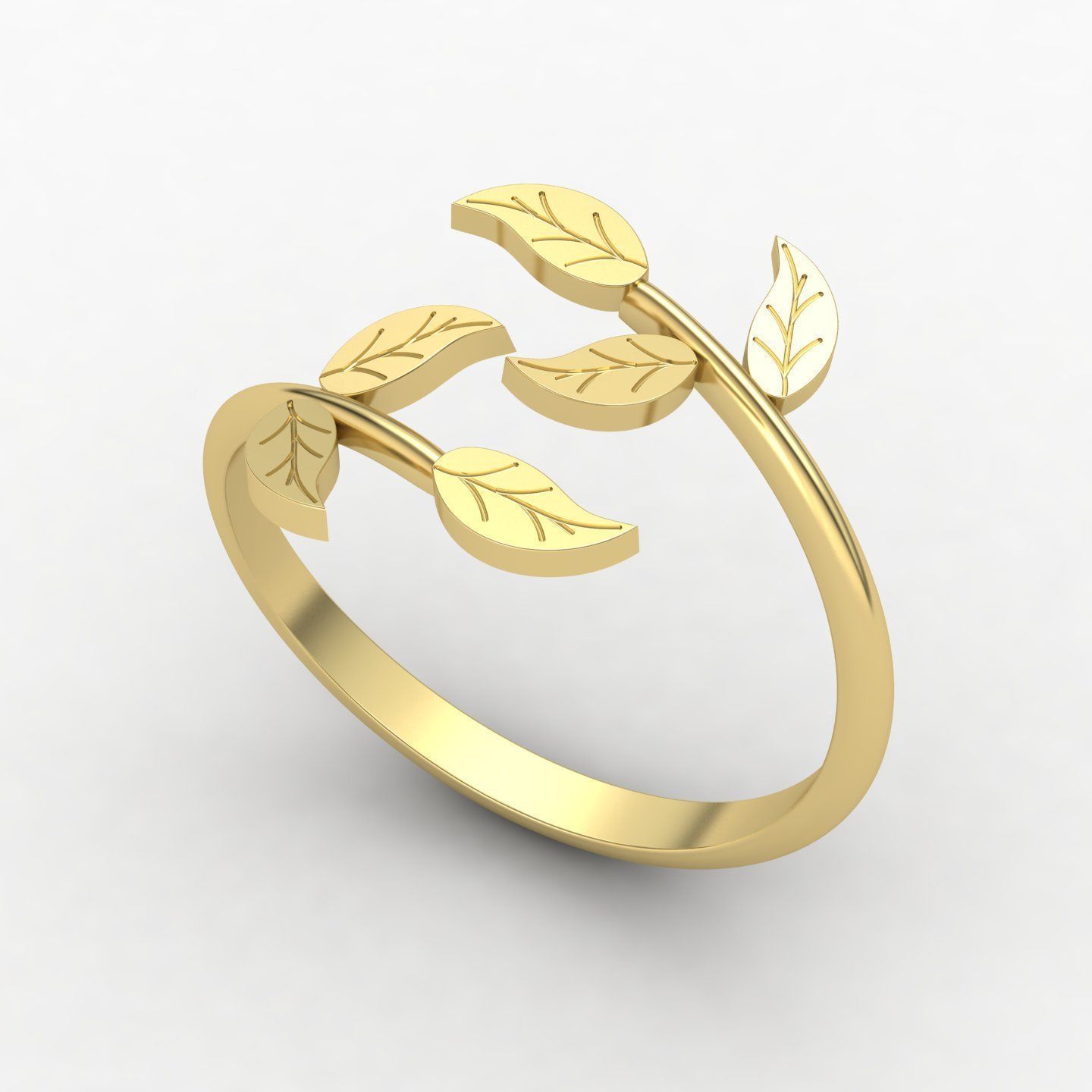 leaf rings 3D print model_5