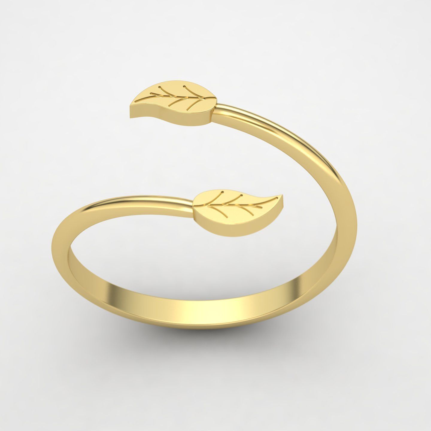 leaf rings 3D print model_10