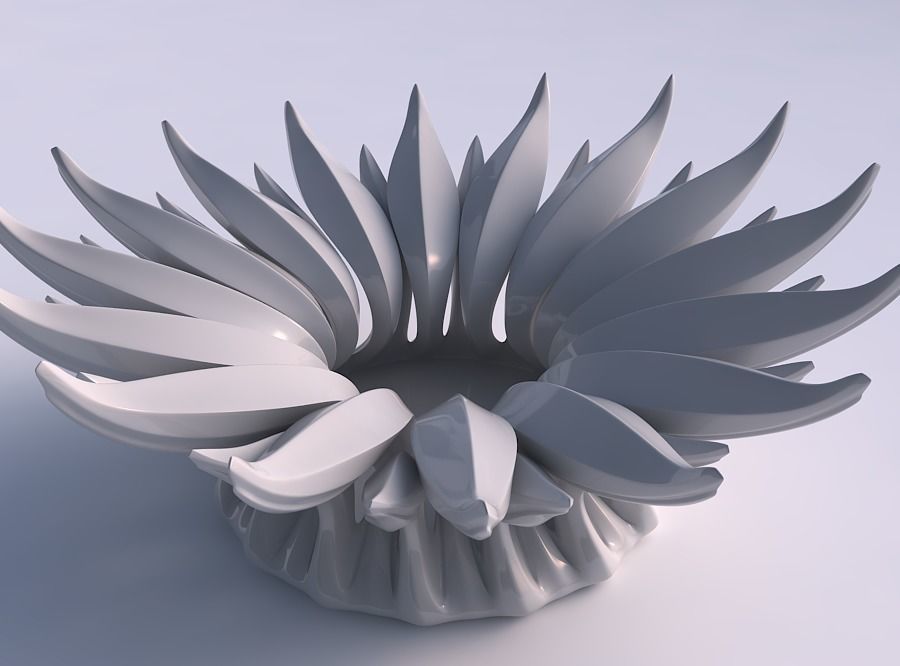 Bowl two layered flower 2 with beveled edges streched top 3D print model_0