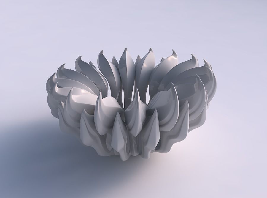 Bowl two layered flower 2 with beveled edges long top 3D print model_0