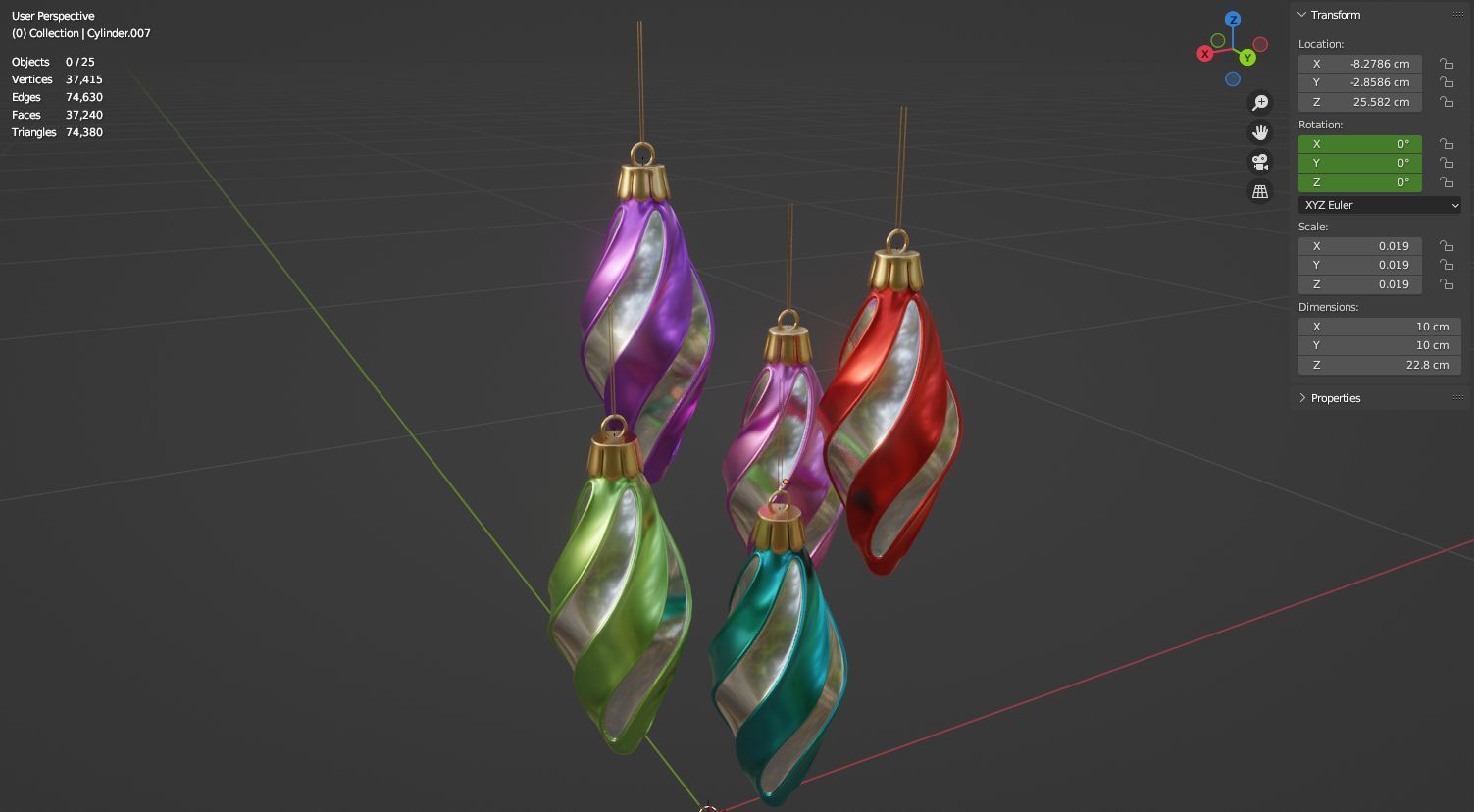 Christmas ornament toys for tree 3D model animation 3D model_13