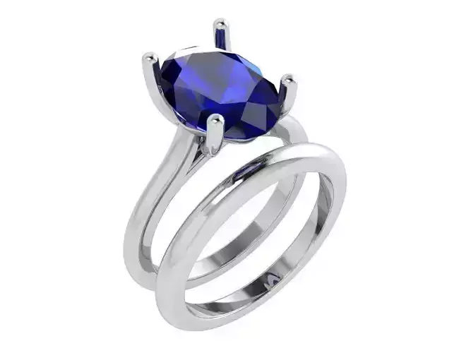 Oval Solitaire Ring Set 4127