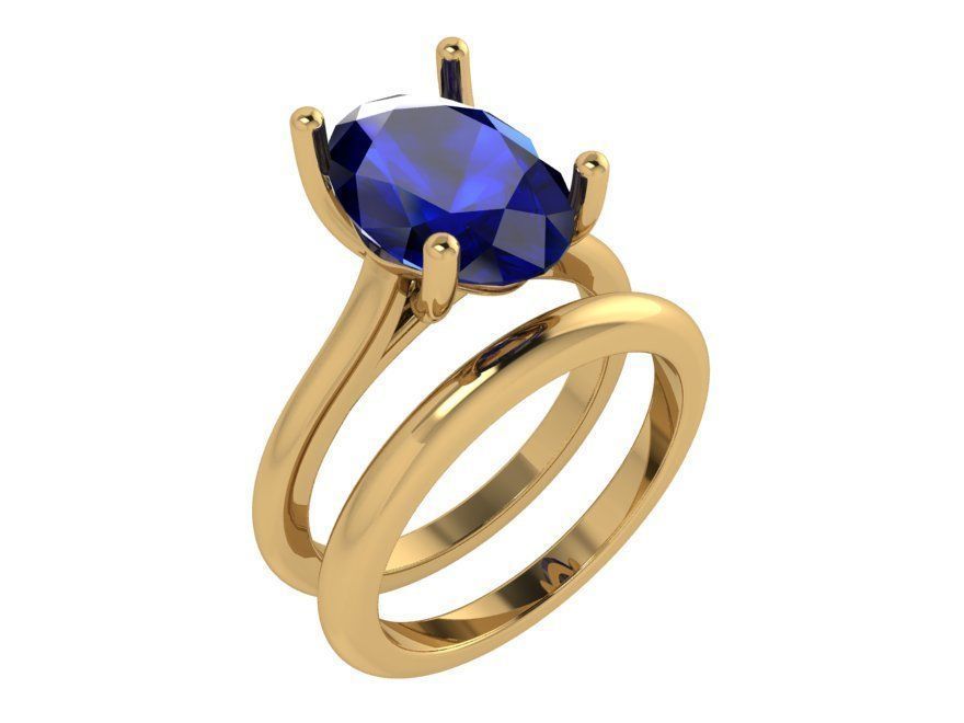 Oval Solitaire Ring Set 4127 3D print model_1