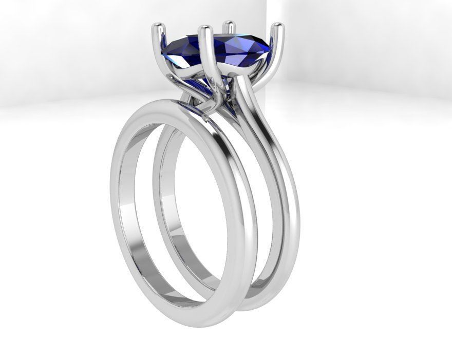 Oval Solitaire Ring Set 4127 3D print model_2