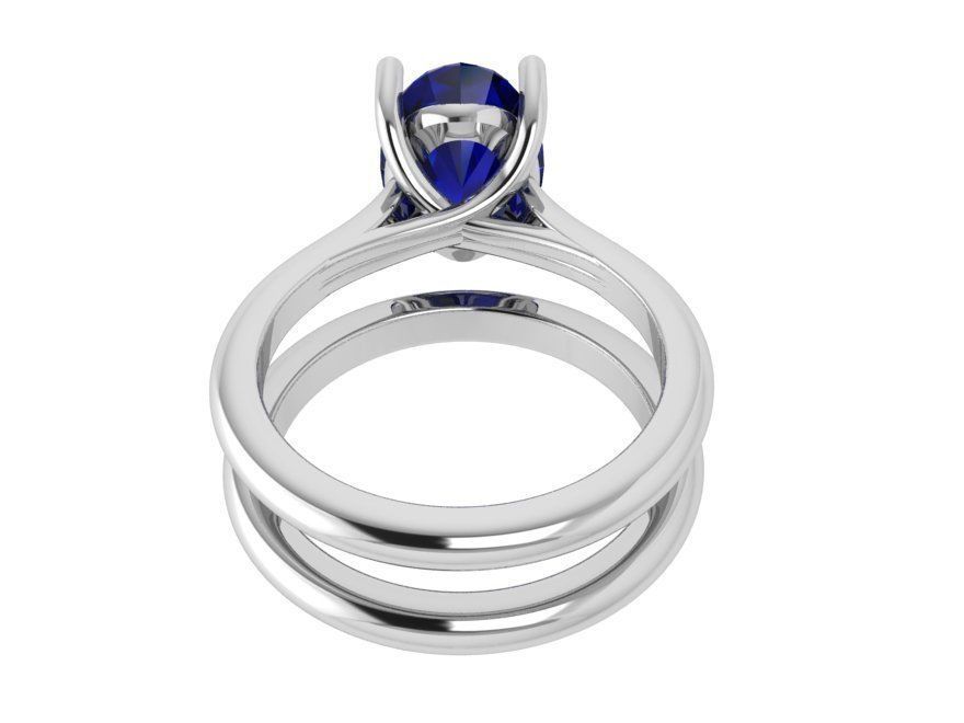 Oval Solitaire Ring Set 4127 3D print model_3
