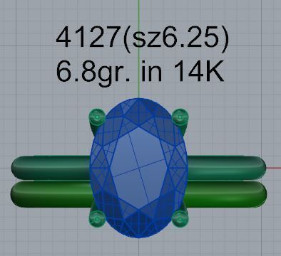 Oval Solitaire Ring Set 4127 3D print model_4