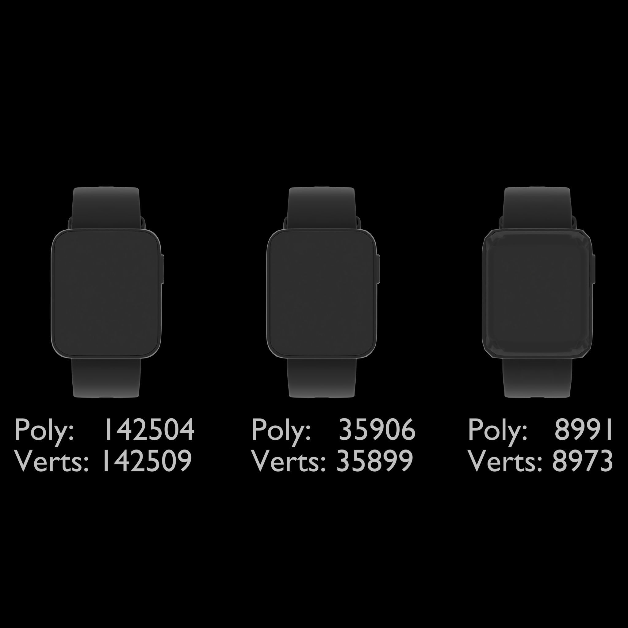 Smart watch with removable straps Low-poly 3D model_5