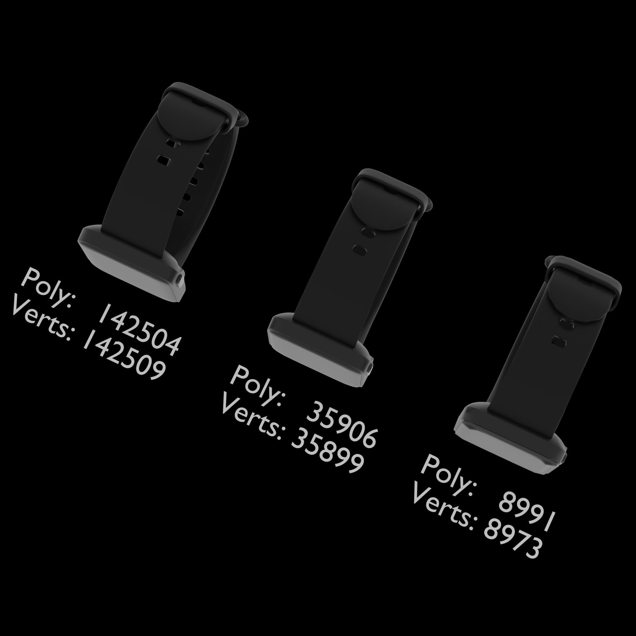 Smart watch with removable straps Low-poly 3D model_3