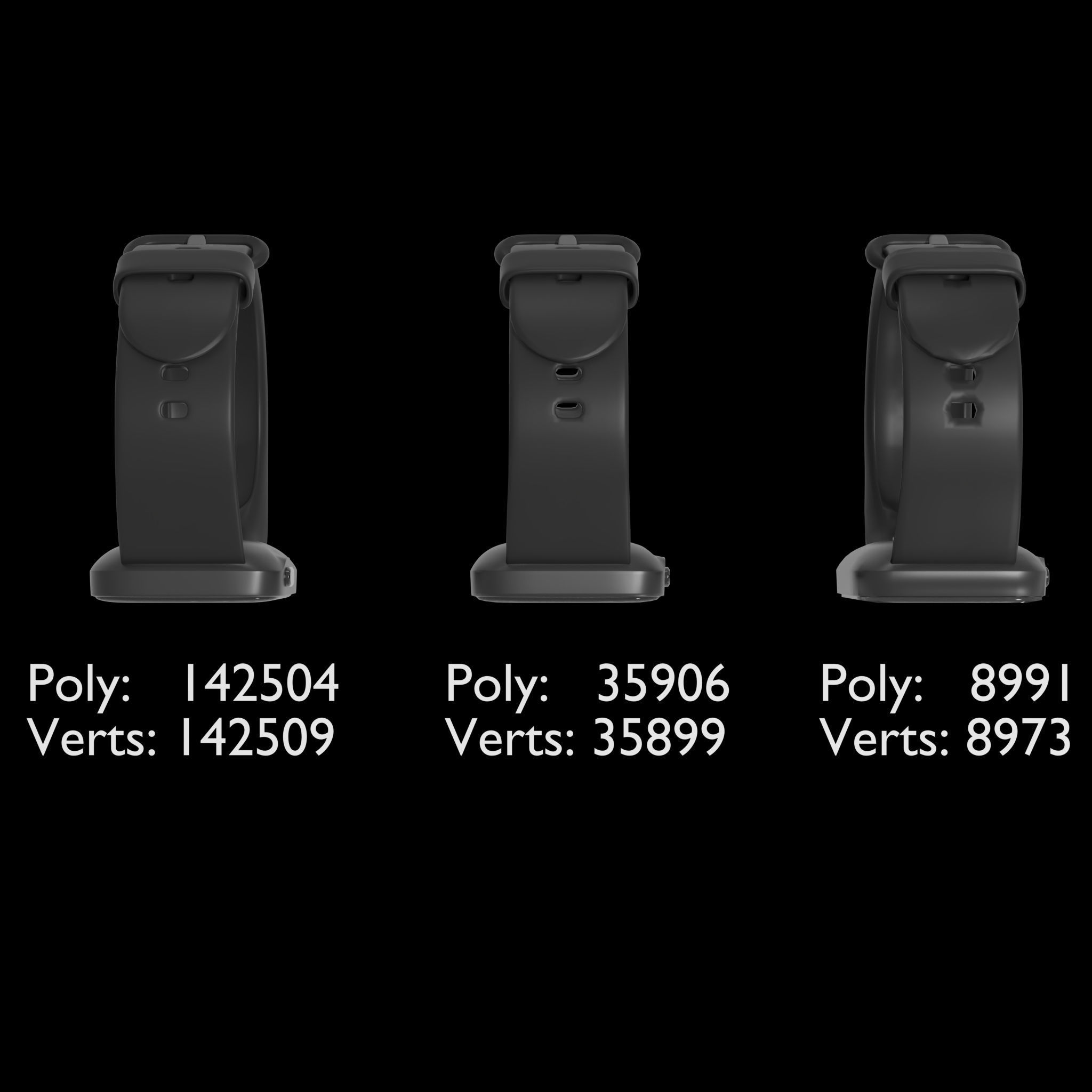 Smart watch with removable straps Low-poly 3D model_4