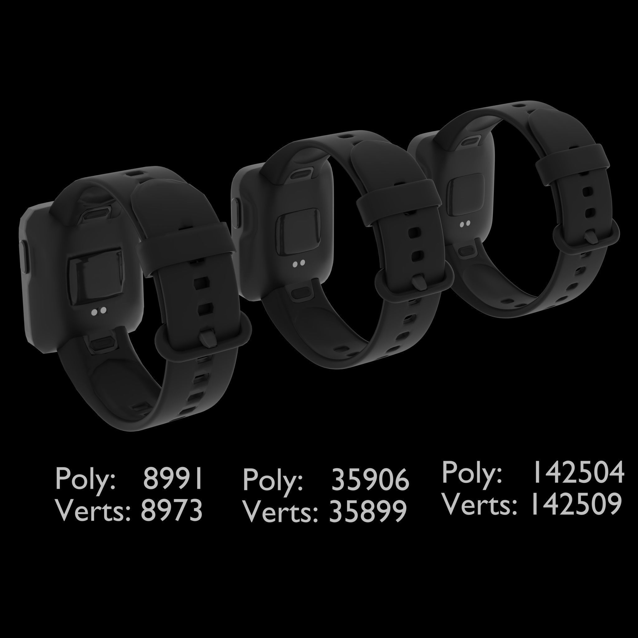 Smart watch with removable straps Low-poly 3D model_6