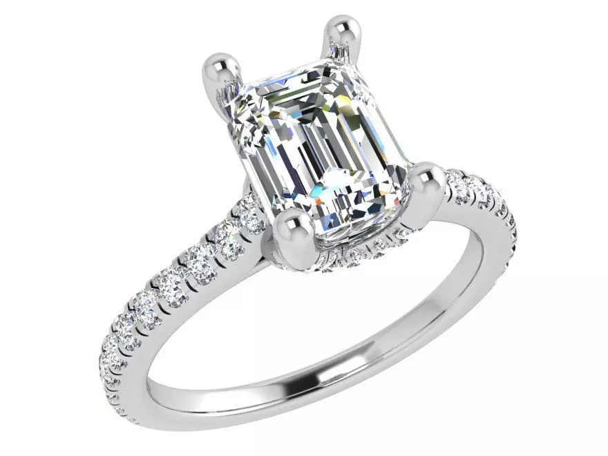 Emerald Cut Peg Setting Ring 4138 3D print model_0