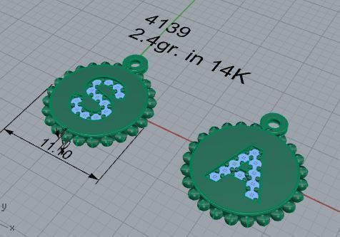 S and A Letter Pendant Set 4139 3D print model_7