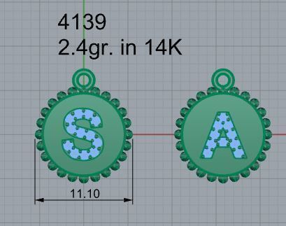 S and A Letter Pendant Set 4139 3D print model_4