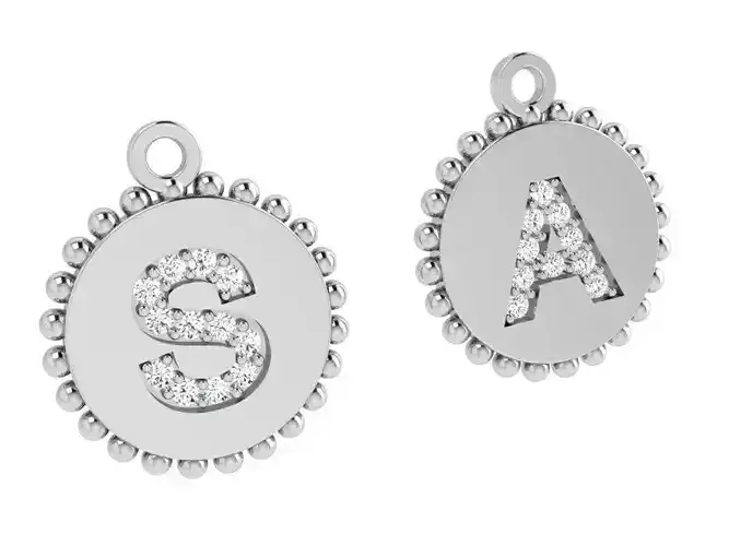 S and A Letter Pendant Set 4139