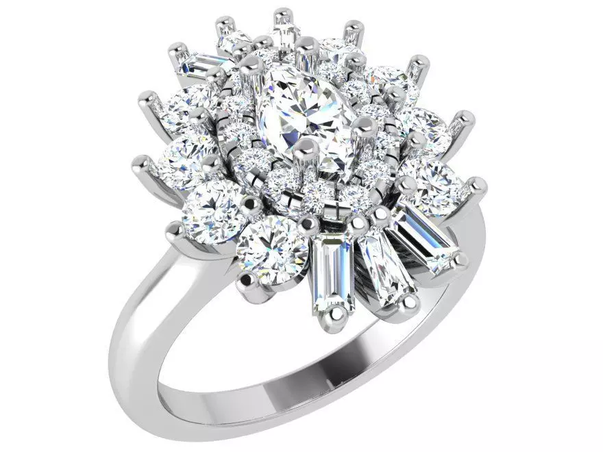 Oval Cluster Earring 4143 3D print model_0