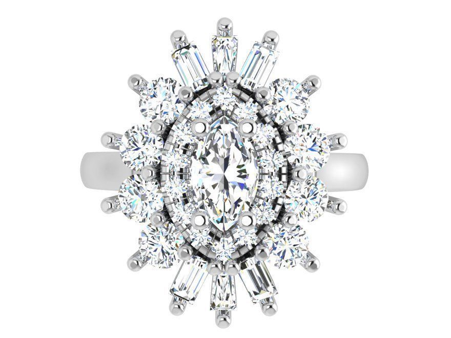 Oval Cluster Earring 4143 3D print model_2