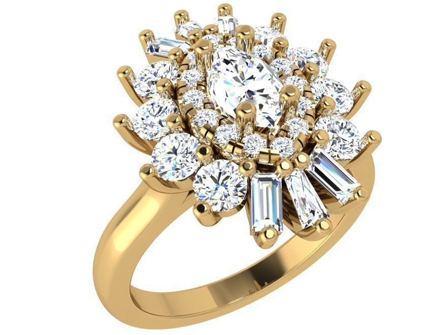 Oval Cluster Earring 4143 3D print model_1