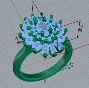 Oval Cluster Earring 4143 3D print model_7