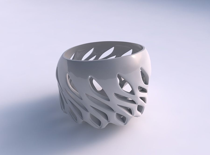 Bowl twisted wide with smooth cuts long top