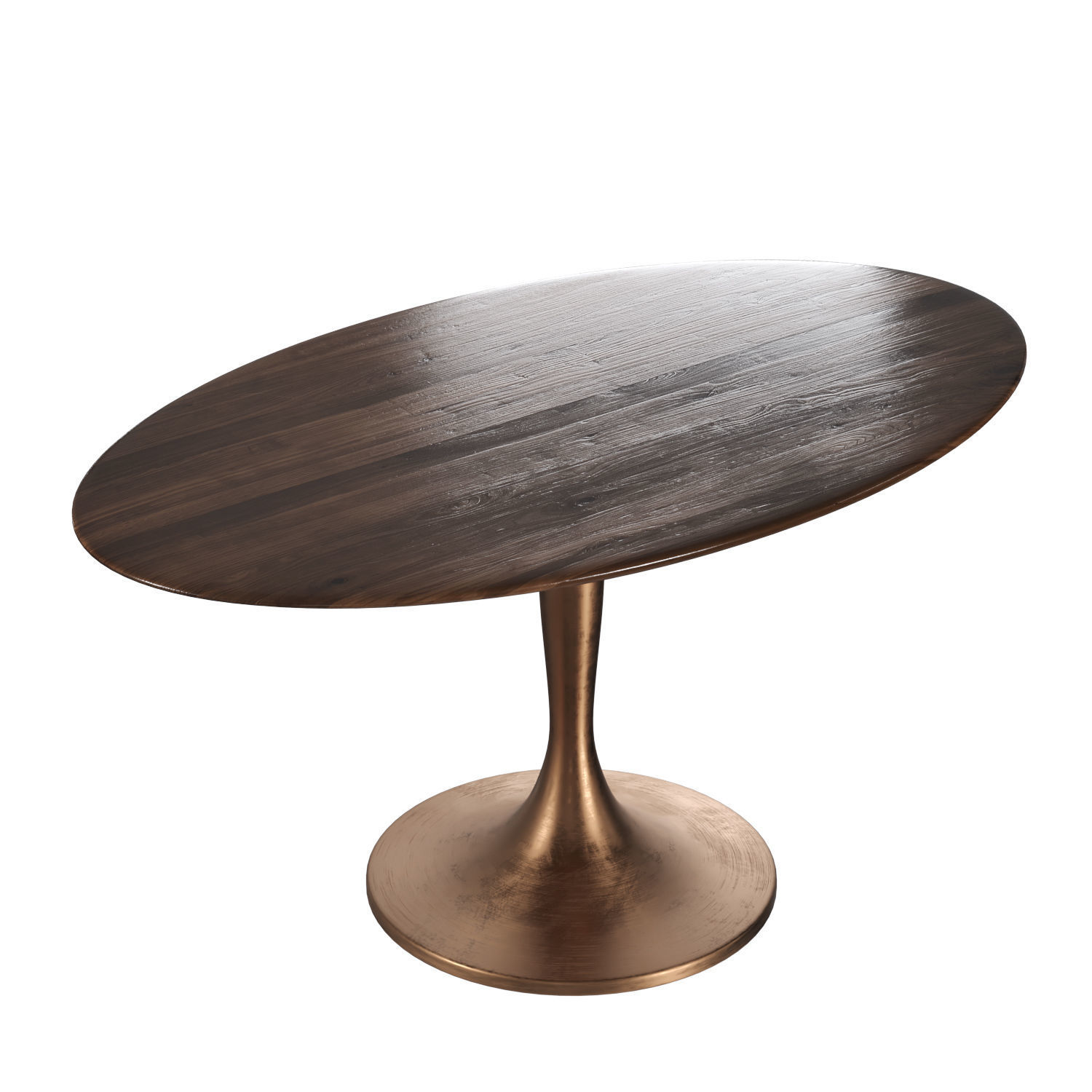 Hisia oval table in solid oak and walnut 3D model_5