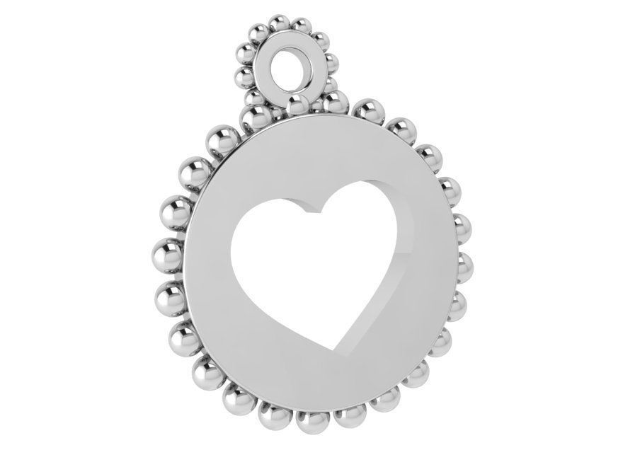 Heart Circle Pendant 4157 3D print model_3