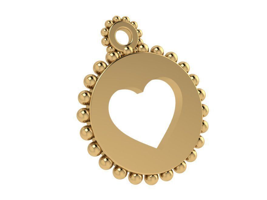 Heart Circle Pendant 4157 3D print model_1