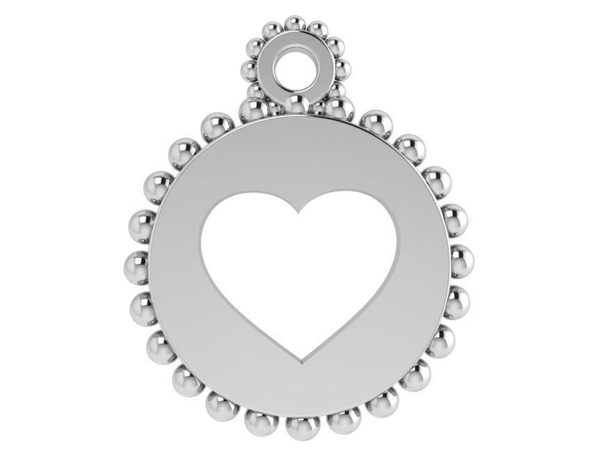 Heart Circle Pendant 4157 3D print model_2