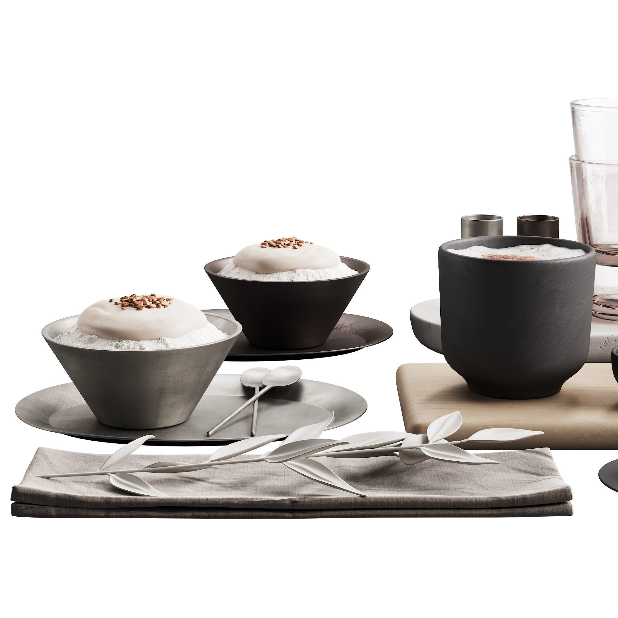 429 eat and drinks decor set 07 desserts with latte water carafe 3D model_8