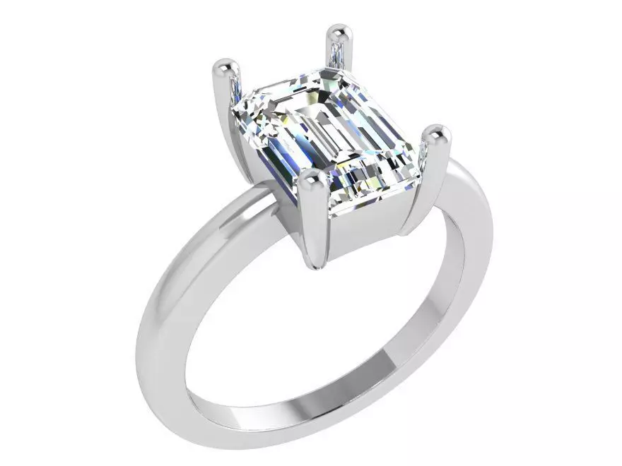Emerald Cut Solitaire Ring 4161 3D print model_0