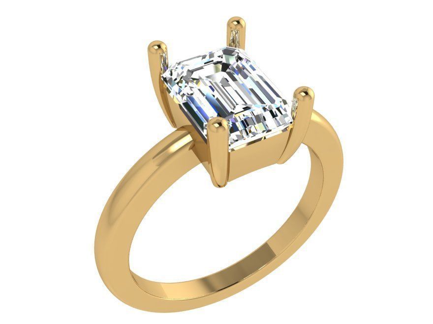 Emerald Cut Solitaire Ring 4161 3D print model_1