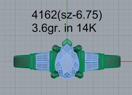 Pear Cut Diamond 3 Stone Ring 4162 3D print model_4
