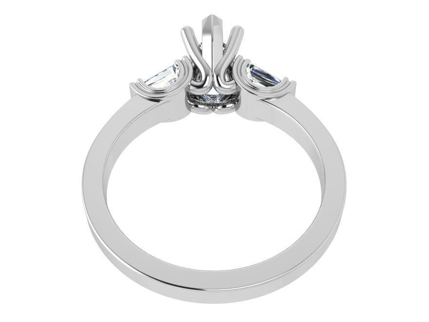 Pear Cut Diamond 3 Stone Ring 4162 3D print model_3
