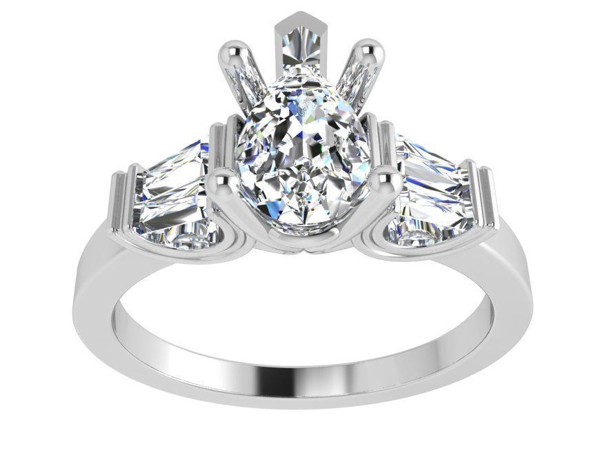 Pear Cut Diamond 3 Stone Ring 4162 3D print model_2