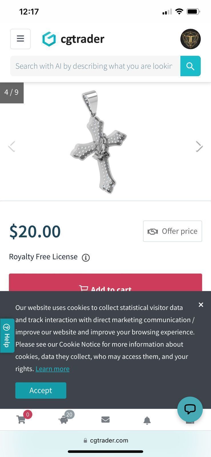 Cross Pendant Grid Backing 4070 3D print model_1