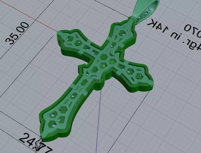 Cross Pendant Grid Backing 4070 3D print model_0