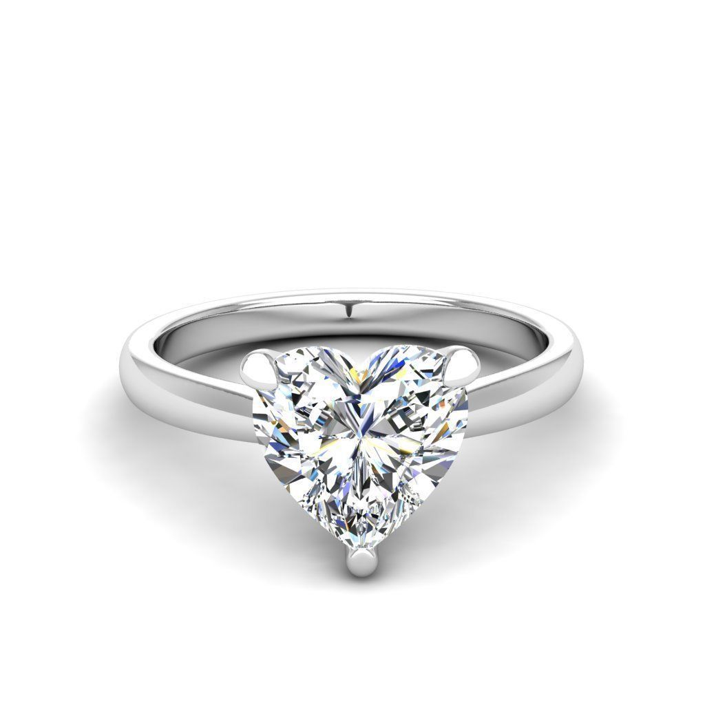Engagement ring Linda heart 3D print model_1