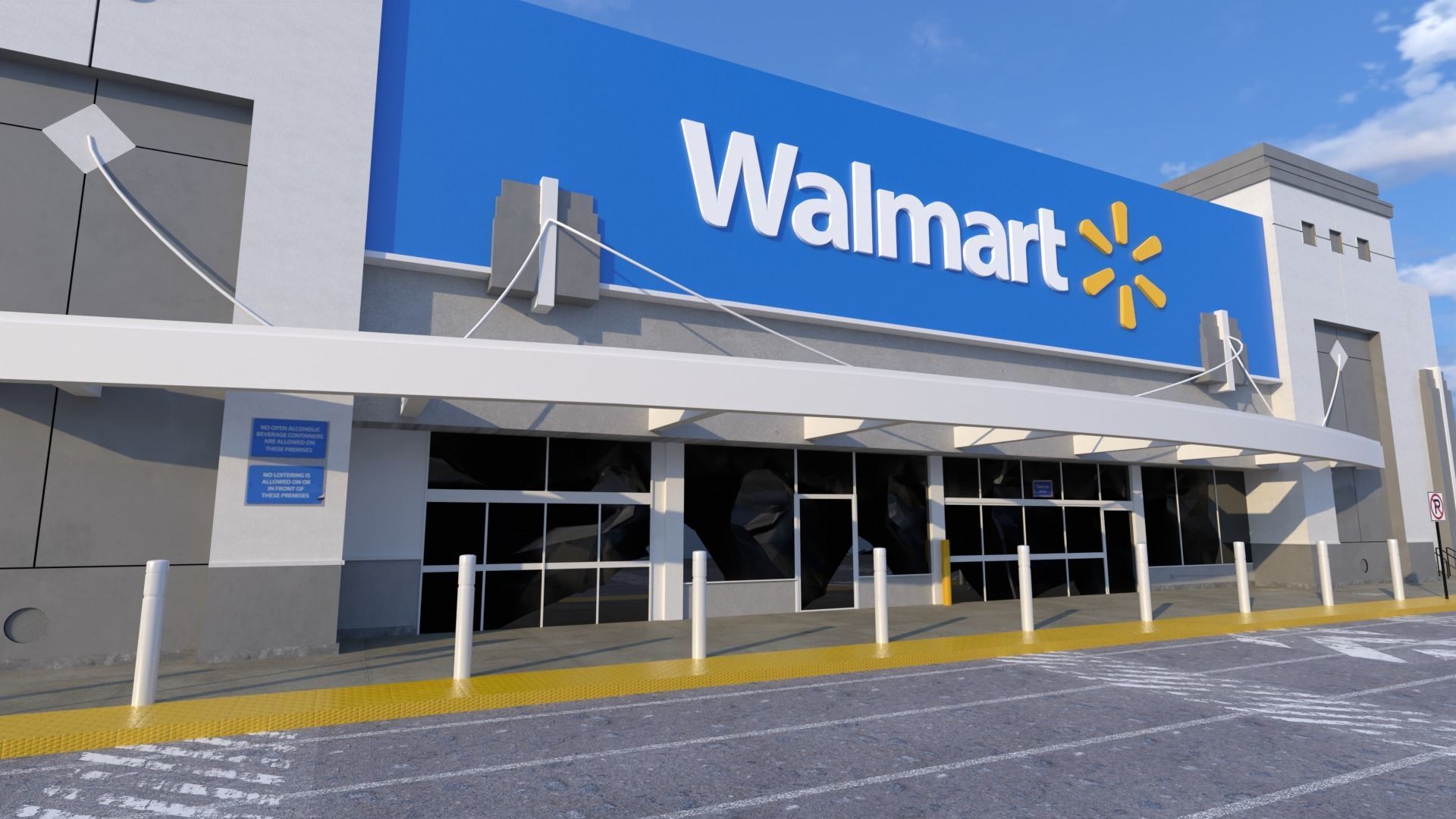 Walmart Store Low-poly 3D model_3