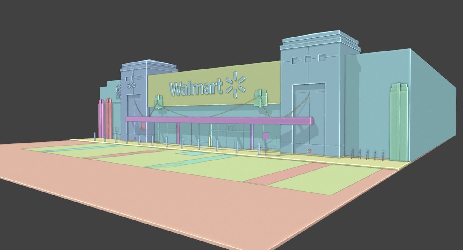 Walmart Store Low-poly 3D model_8