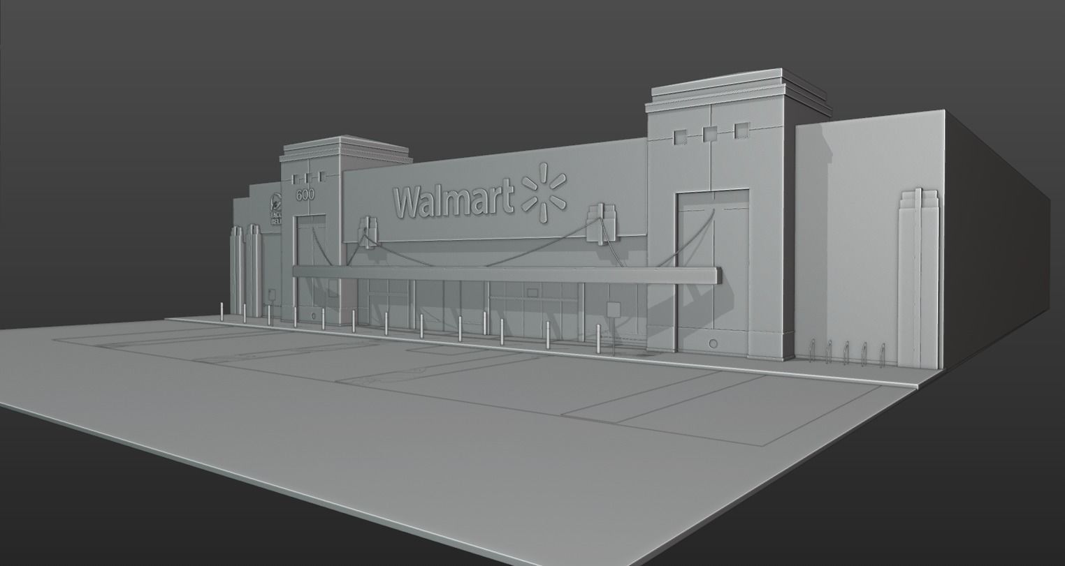 Walmart Store Low-poly 3D model_6