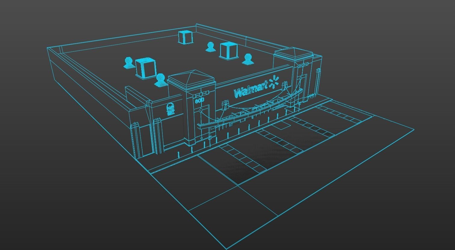 Walmart Store Low-poly 3D model_11