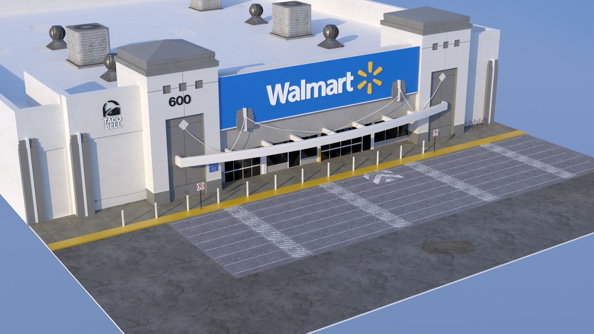 Walmart Store Low-poly 3D model_4