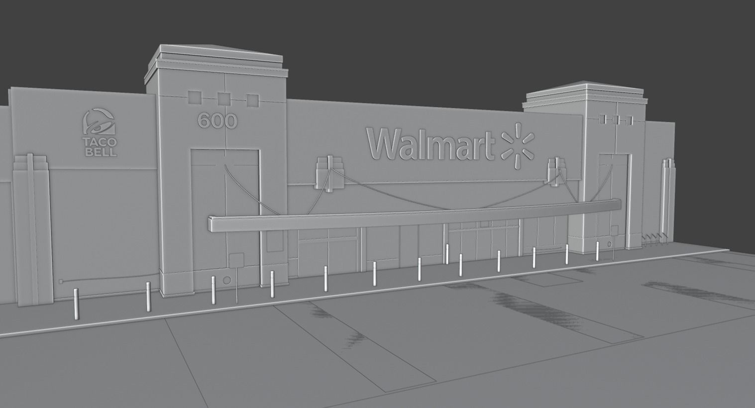 Walmart Store Low-poly 3D model_7