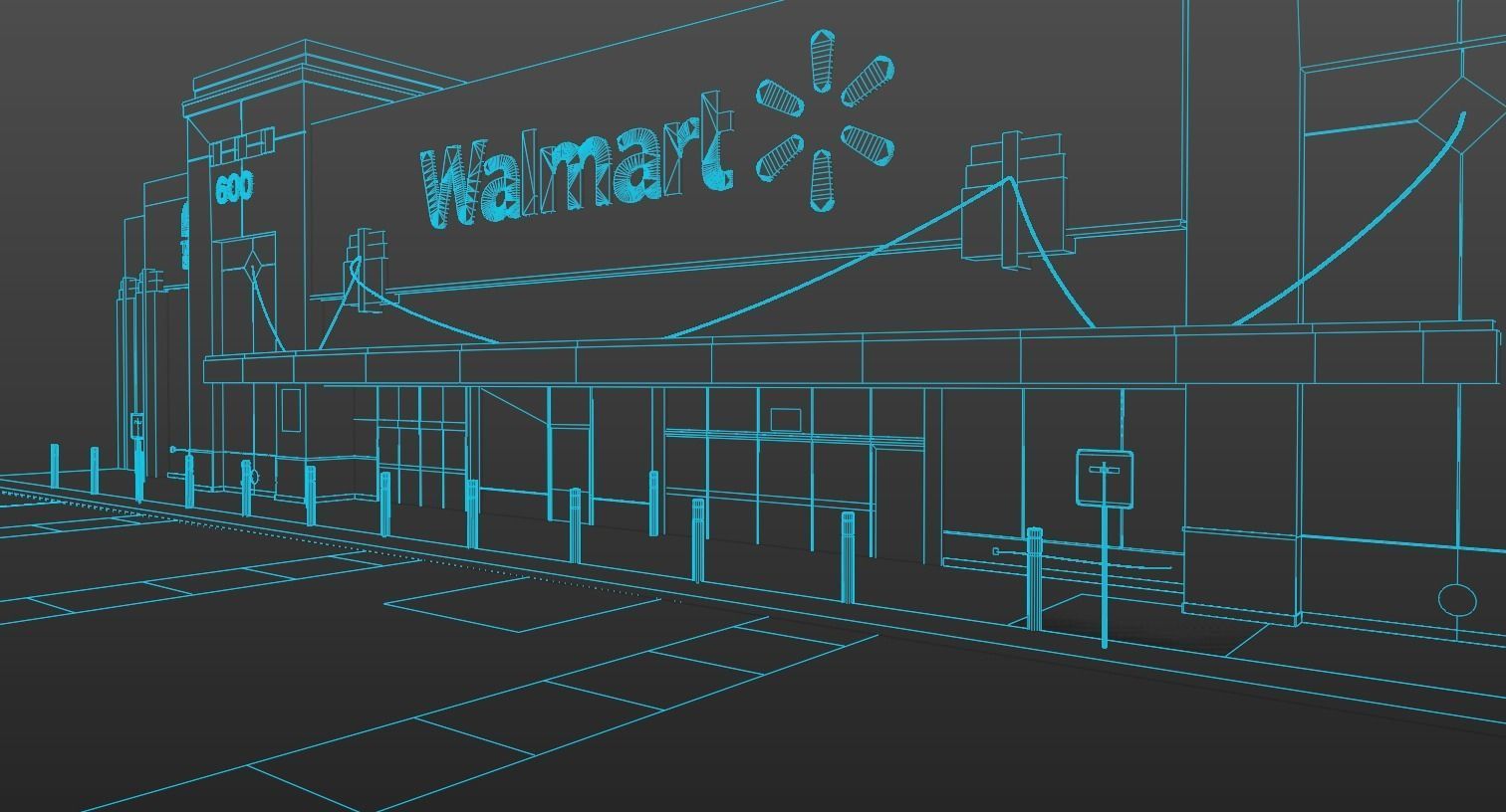 Walmart Store Low-poly 3D model_13