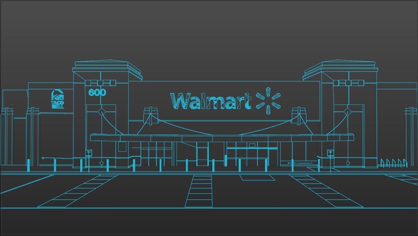Walmart Store Low-poly 3D model_10
