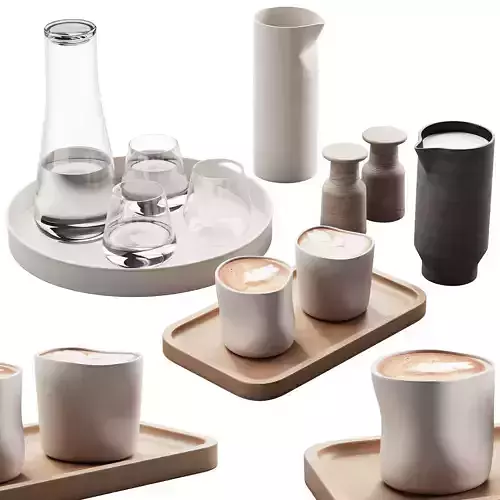 431 eat and drinks decor set 09 folded cup latte carafe kit 3D model