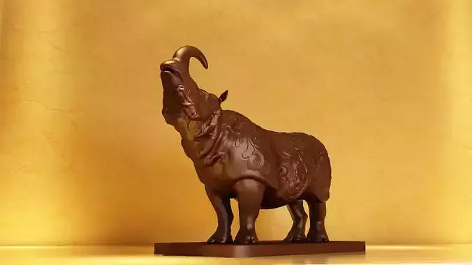 Carved Rhinoceros ornaments wood carving crafts